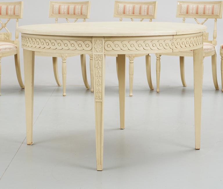 MATSALSGRUPP, 7 delar, gustaviansk stil, 1900-tal.