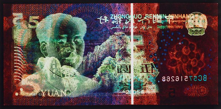 David LaChapelle, "Negative Currency: 5 Yuan Used as Negative, New York", 2010.