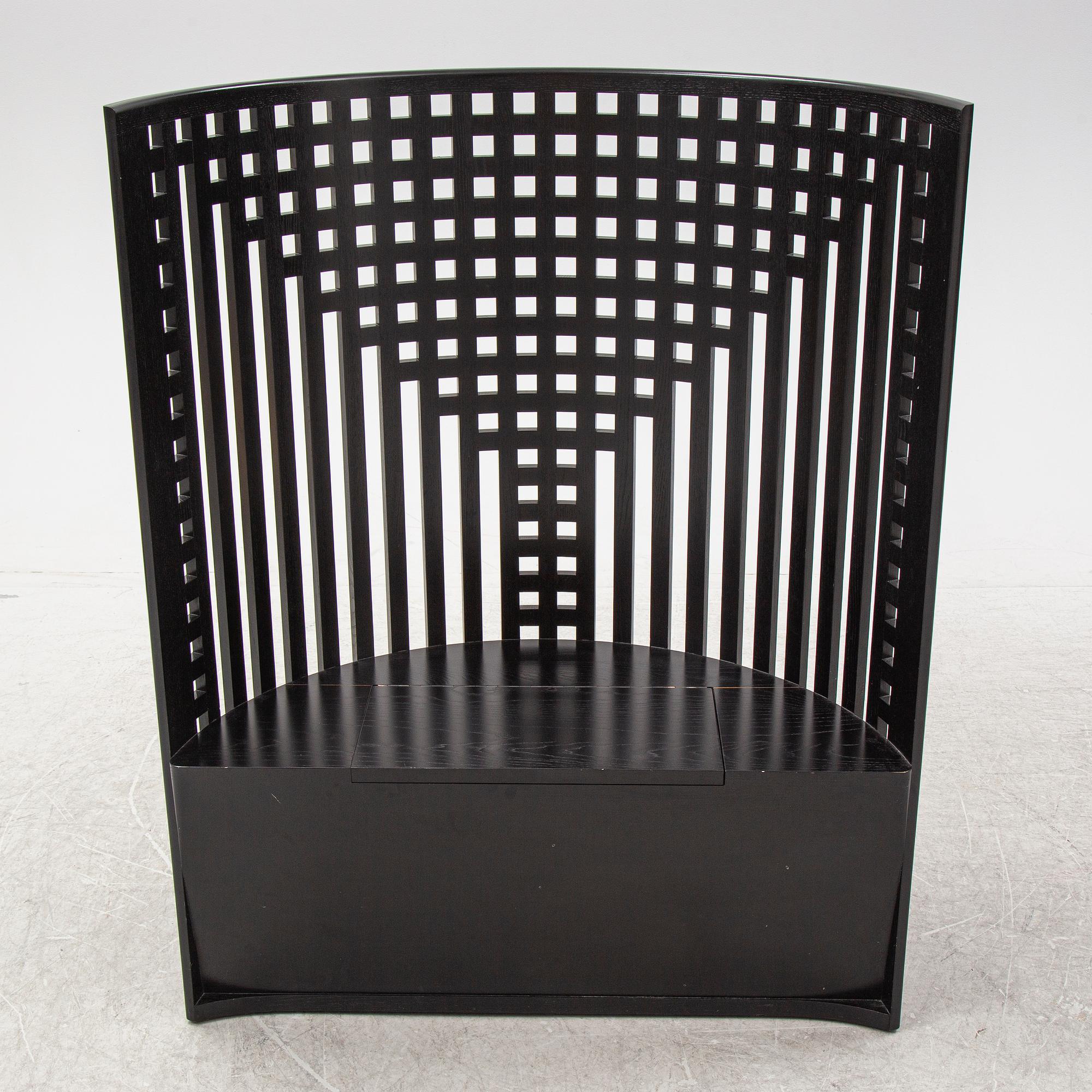 A 'Willow 1' by Charles Rennie Mackintosh for Cassina, designed 1904, produced 1973, No 3692.