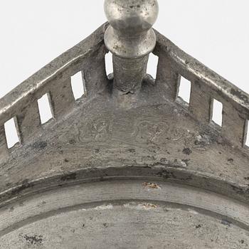 A matched pair of pewter candle sticks, 19th Century.