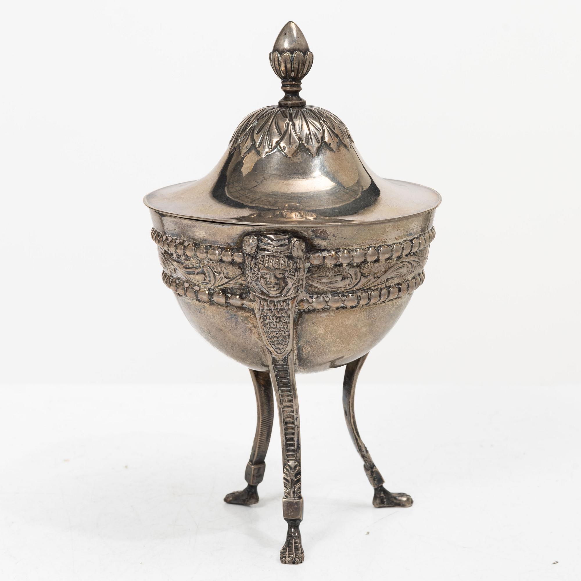 Lidded sugar bowl, silver, Italy, possibly Turin, early 19th century.