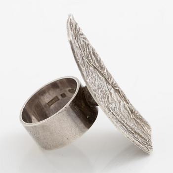 Ring and bracelet, silver, Waldemar Jonsson, blue for Stigbert.
