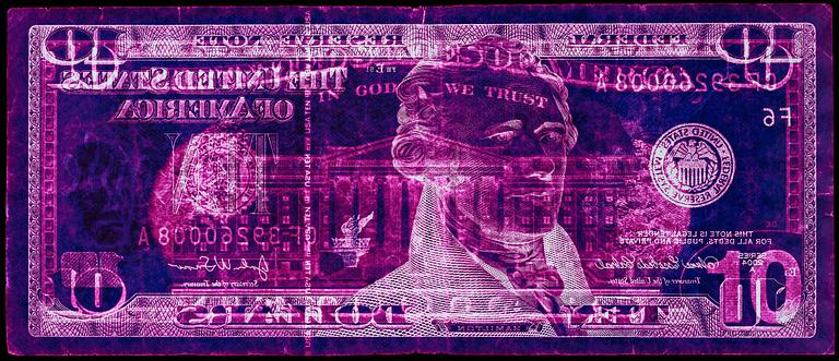 David LaChapelle, "Negative Currency: Ten Dollar Bill Used As Negative", 1990 - 2008.
