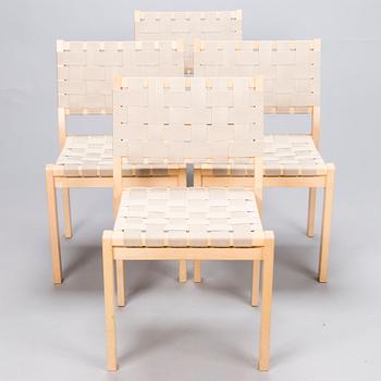 ALVAR AALTO, A set of four '611' chairs for Artek, 2010.