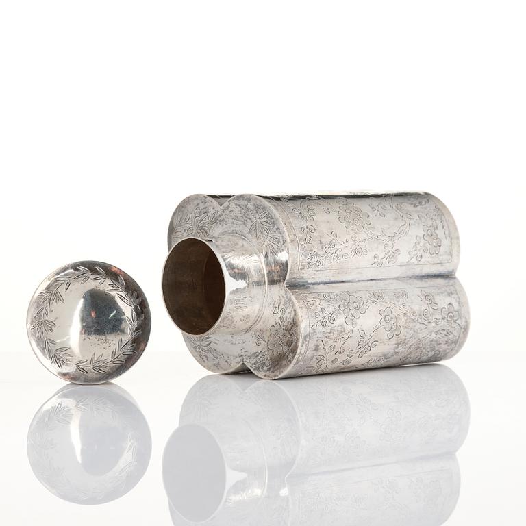 A Chinese silver teacaddy, first part of the 20th century.