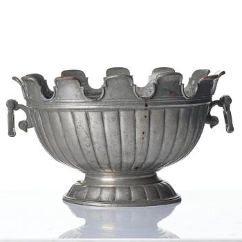 Wine cooler with underplate, probably Germany, 19th century, and platter, Sweden, 18th century. Baroque style.