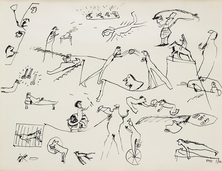 JAN VOSS, drawing, signed and dated -64.