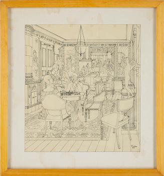 RUDOLF CARLBORG, 9 st, tuschteckningar, sign.