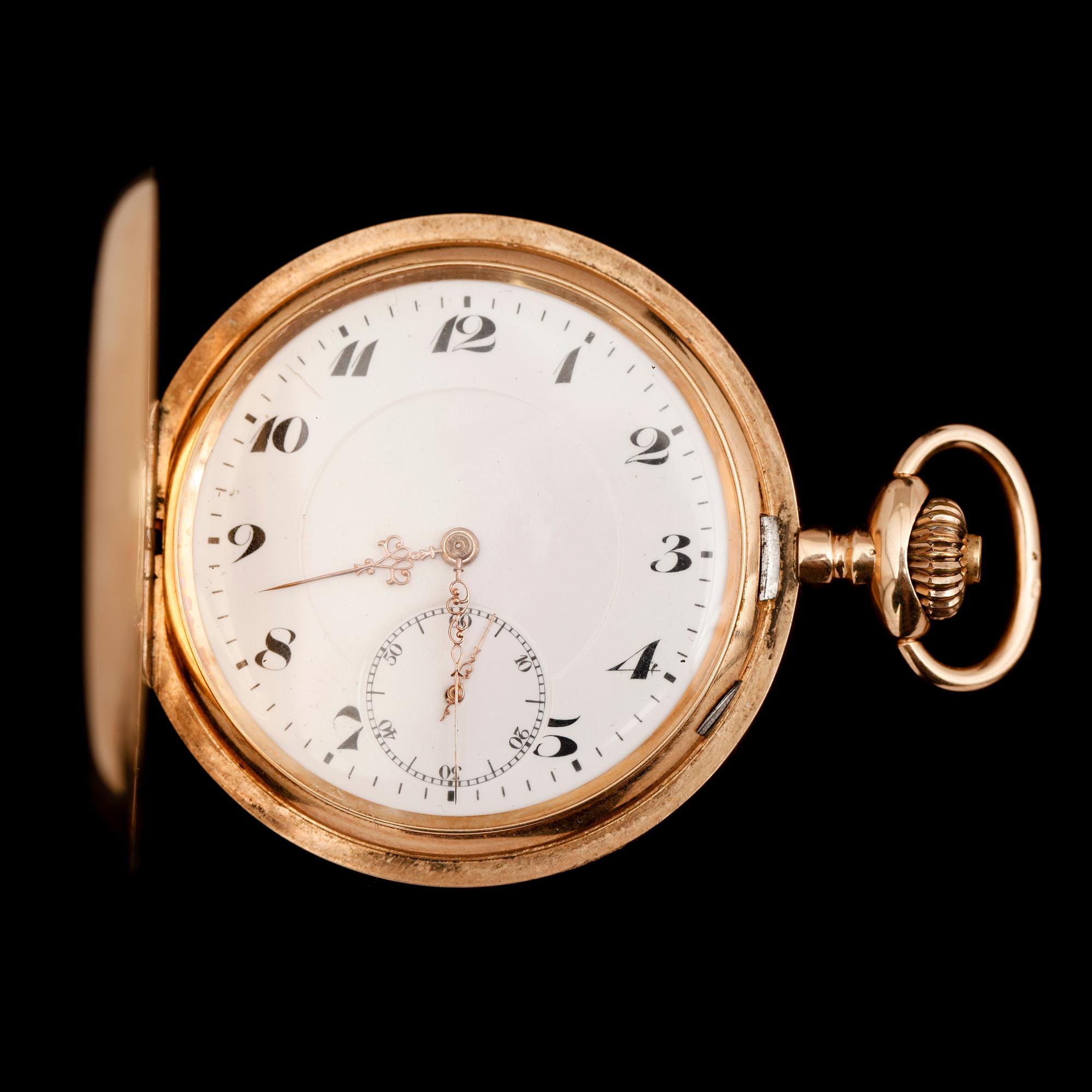 FICKUR, 14 k, savonett, 1900-talets första hälft. Total vikt med urverk ca 95 g.