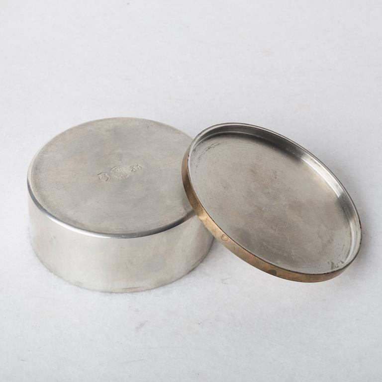 Estrid Ericson, a pewter and brass box with cover, Svenskt Tenn, Stockholm 1951.