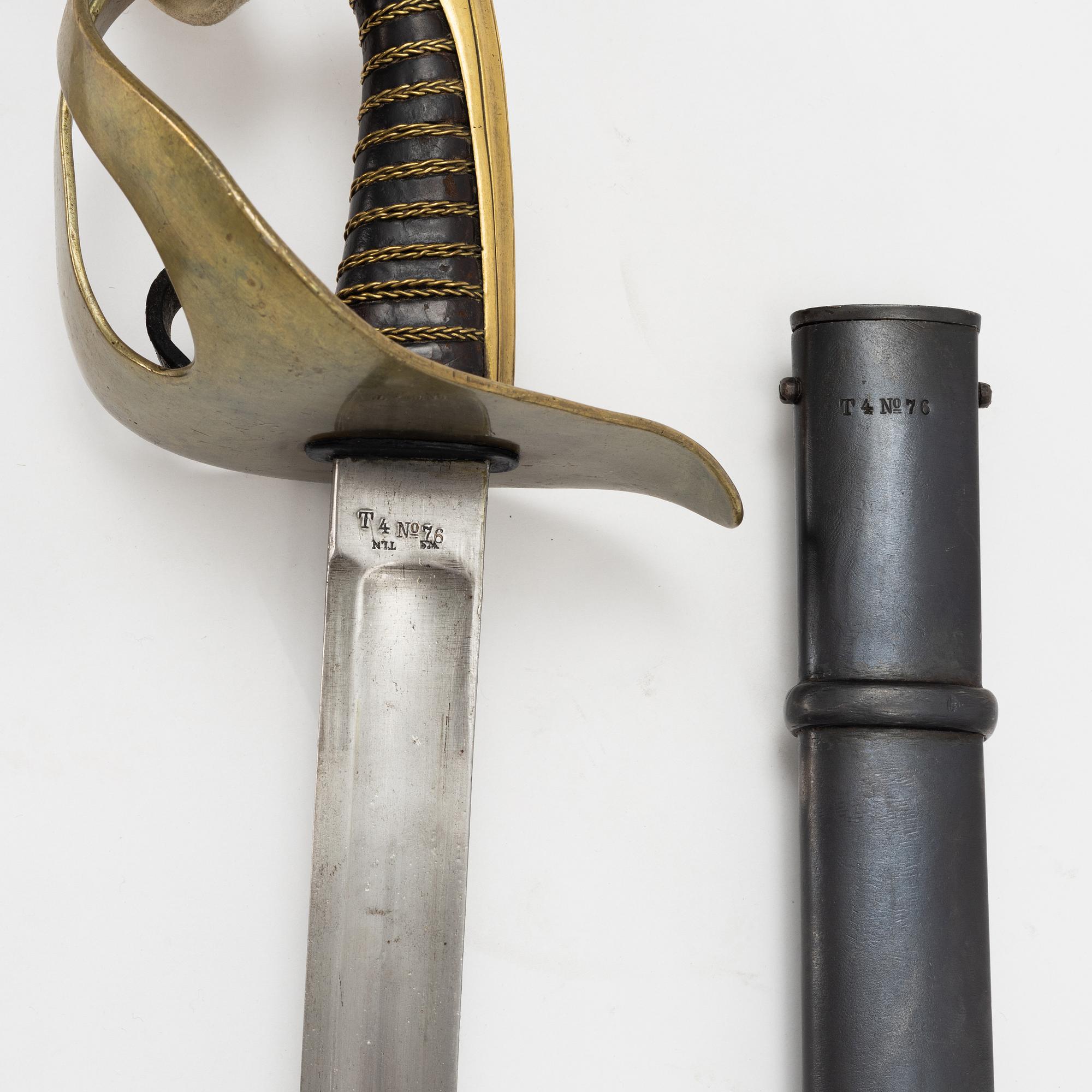 Sabel, svensk, m/1854 för kavallerimanskap, med balja.