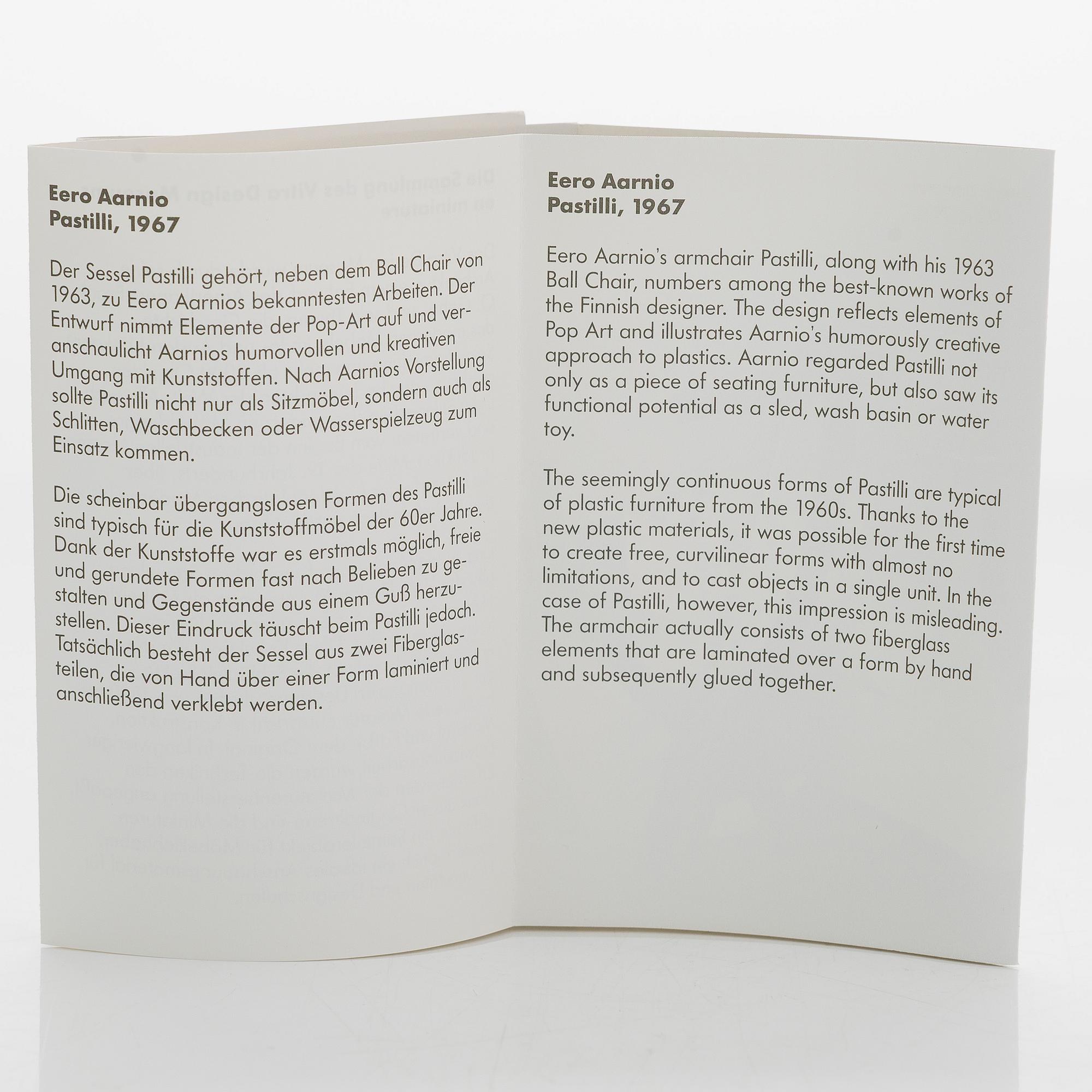 Eero Aarnio, miniatyyri, "Pastilli", Vitra Design Museum.