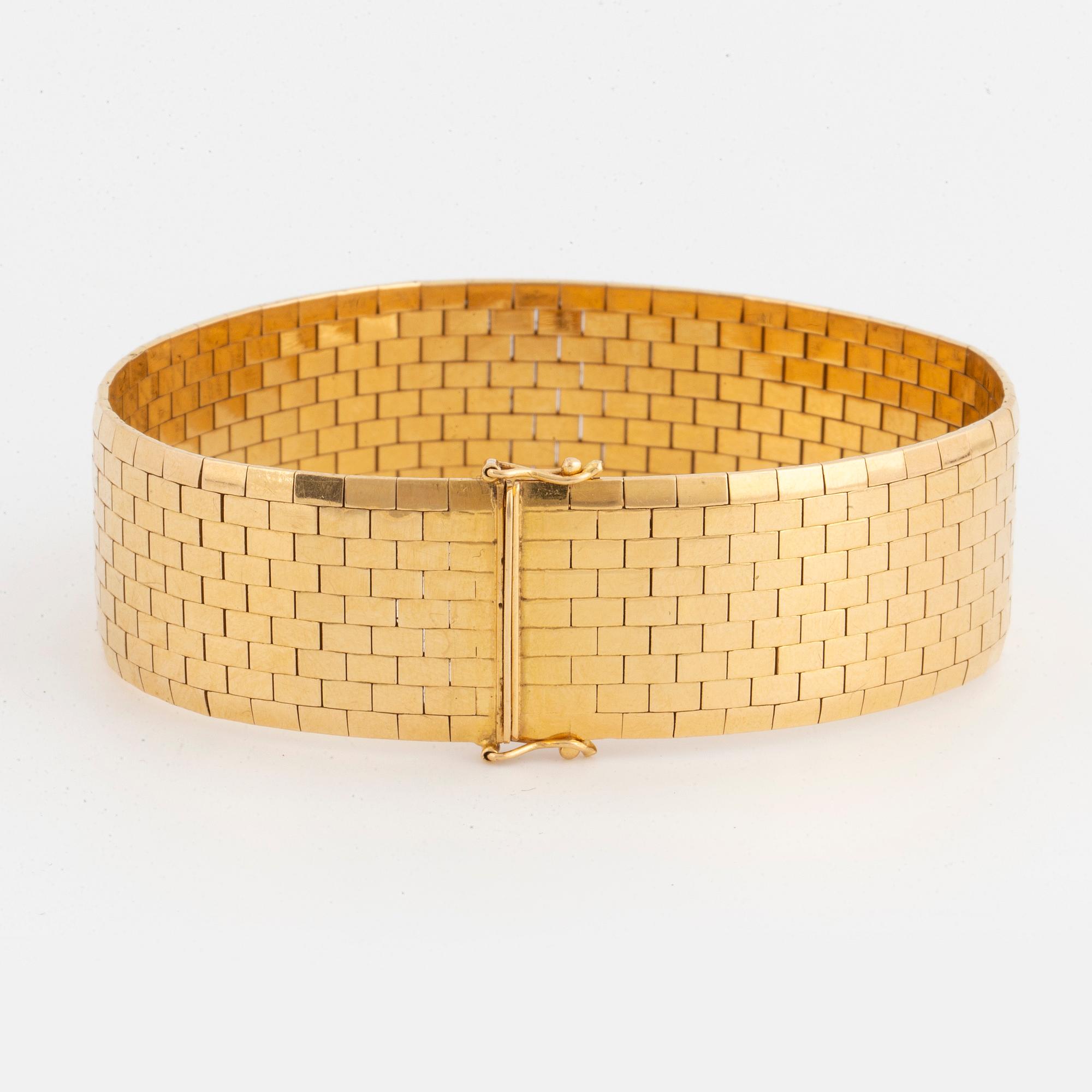 ARMBAND, 18K guld korridormatta, importstämplad.