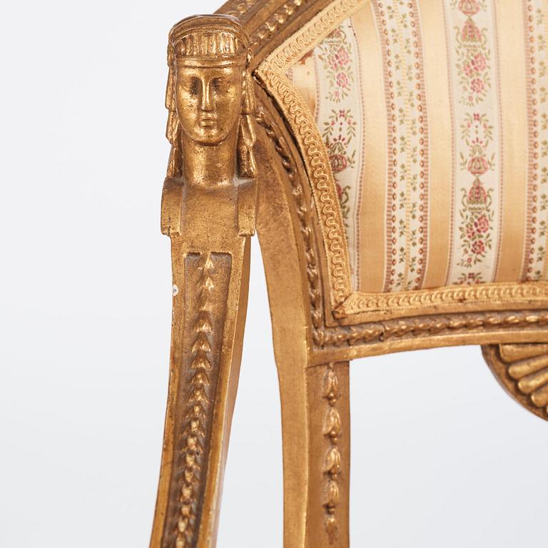 A Royal Swedish empire armchair attributed to N C Salton (master 1817-29).