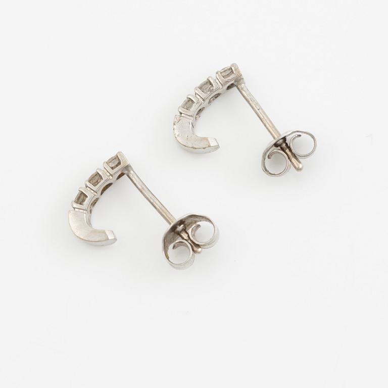 Earrings, a pair, 18K white gold with small brilliant-cut diamonds.
