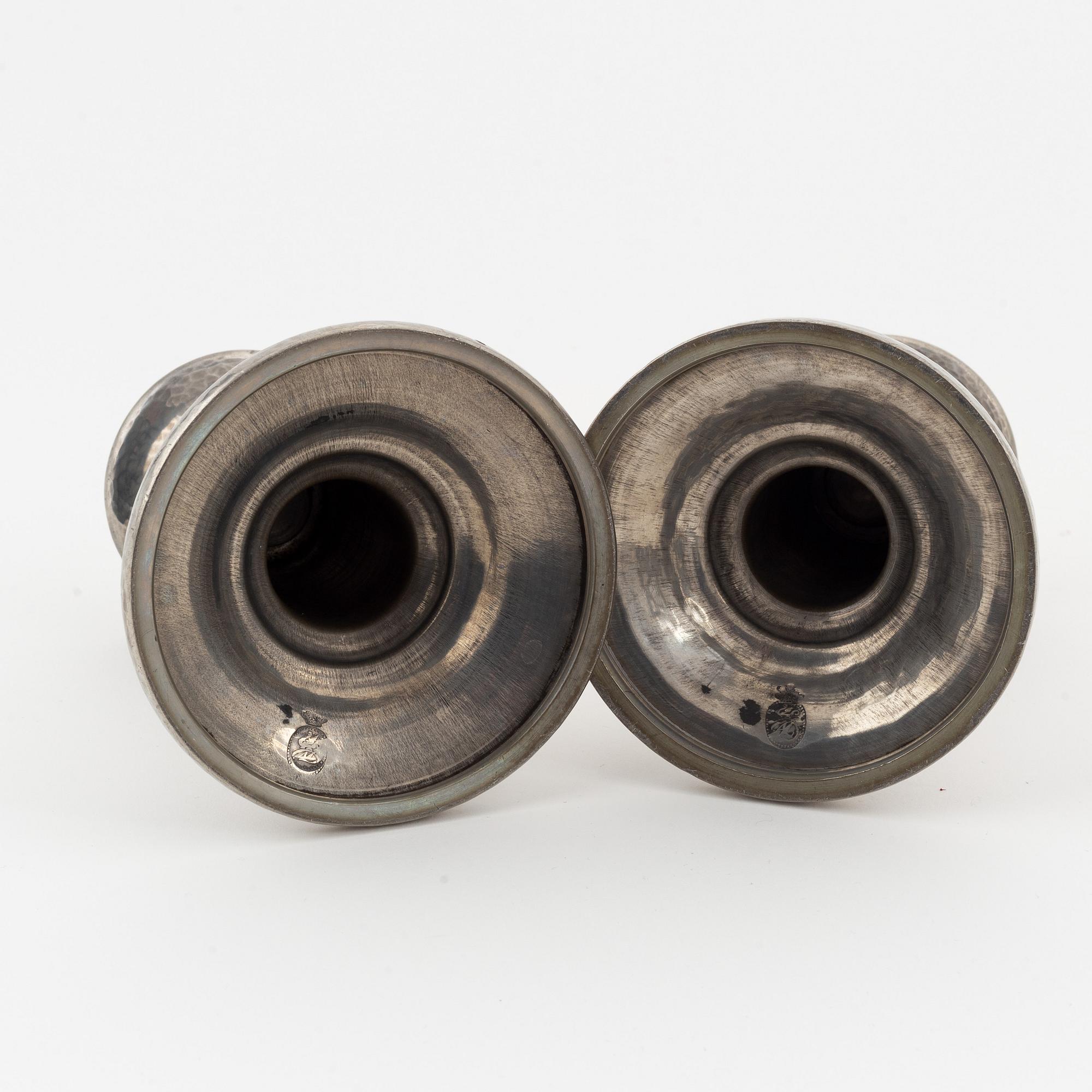 A Dragsted, a pair of similar pewter candlesticks, first half of the 20th century.