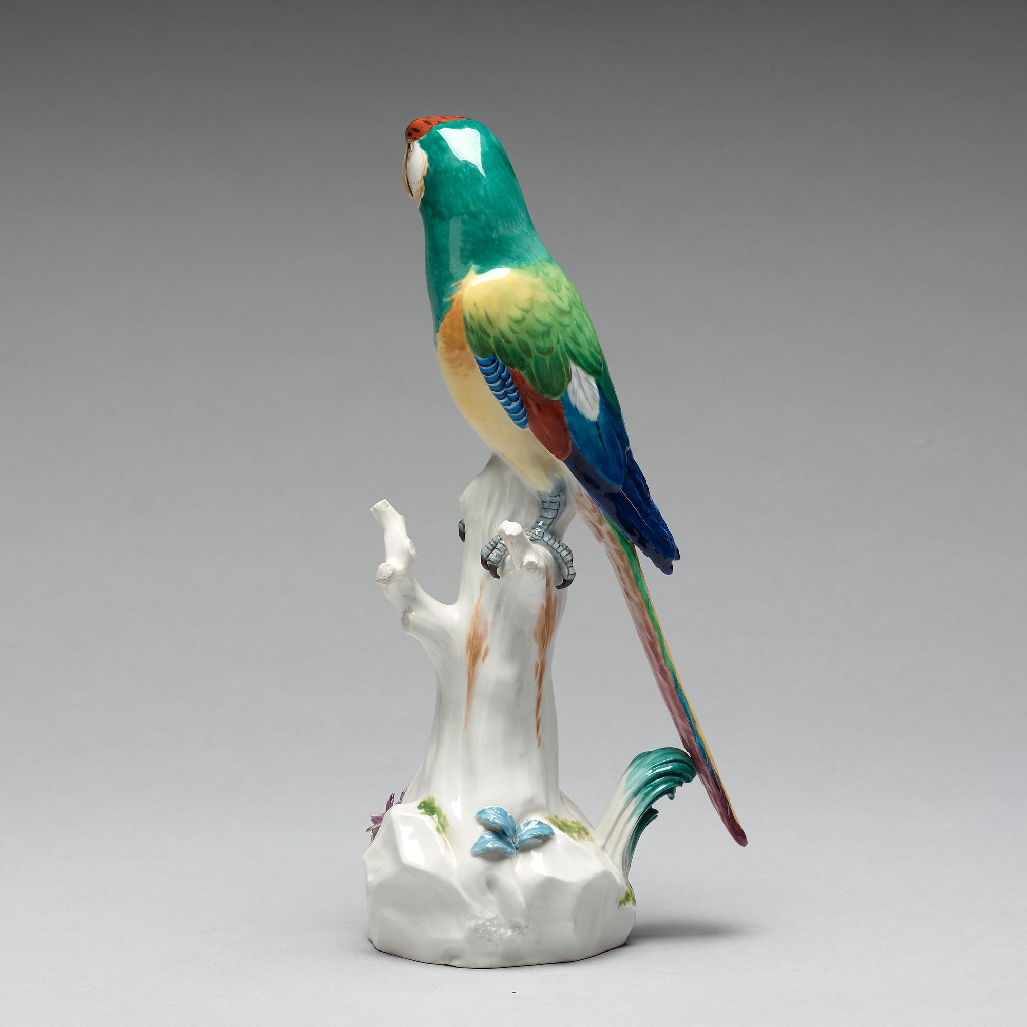 A Meissen figure of a parrot, circa 1900.