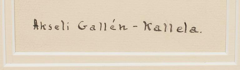 ALBERT GEBHARD, TECKNING, tusch, porträtt av Akseli Gallen-Kallela, monogramsign.