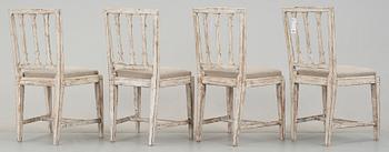 STOLAR, 4 st, sengustavianska, sign. Anders Hellman d.y. i Stockholm, bär Stolmakareämbetets sigill. 1700-talest slut.