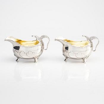 A pair of parcel gilt silver sauce boats, W.A. Bolin, Stockholm 1943.