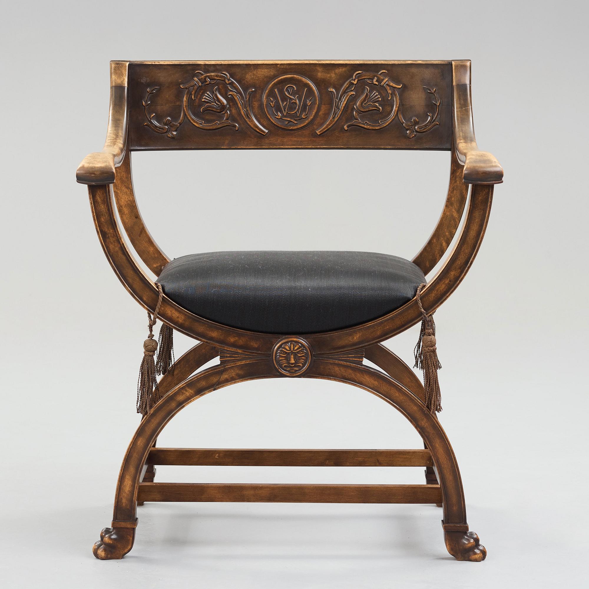 Axel Einar Hjorth, attributed to, a stained birch chair, Svenska Möbelfabrikerna Bodafors Sweden, 1920's.