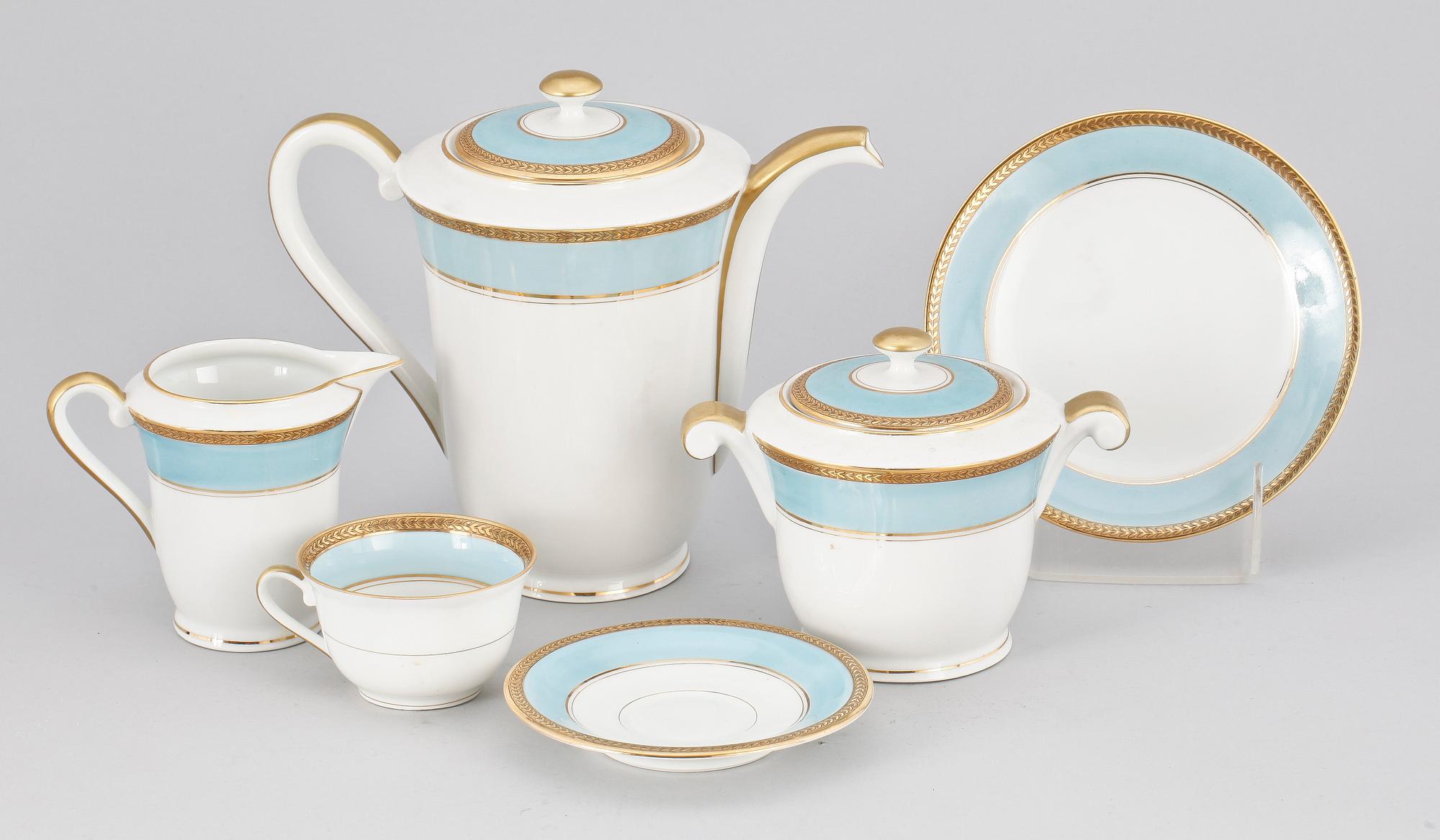 KAFFESERVIS, 27 delar, porslin, empirestil, märka P N France. 1900-talets början.