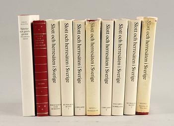 BÖCKER, "Svenska slott och herresäten", 9 band, och "Säterier och gamla gårdar i Stockholmstrakten", Gösta Selling.