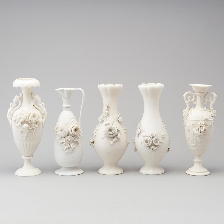 SIX PARIAN VASES, Gustafsberg, second half of the 19th century.