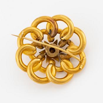 A parure in 18K gold with pearls, 19th century.