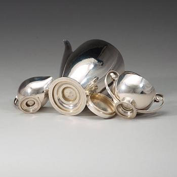 Johan Rohde, kaffeservis, tre delar, Georg Jensen, Köpenhamn 1933-44, sterling,