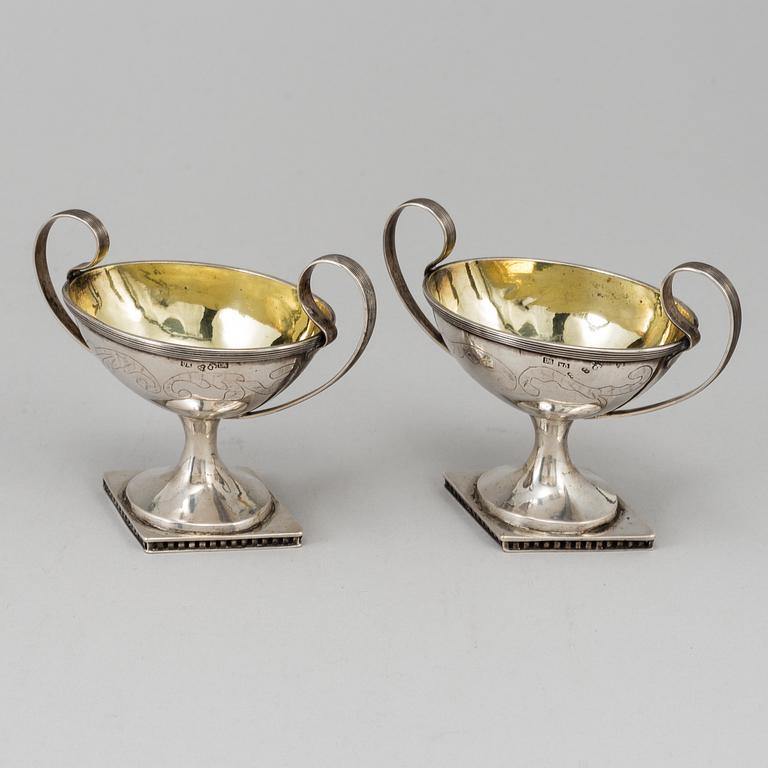 N ÖHSTEDT, saltkar ett par, silver, empire, Piteå 1841.