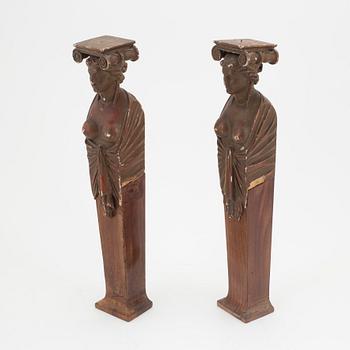 A pair of caryatid decorative elements, second half of the 19th century.