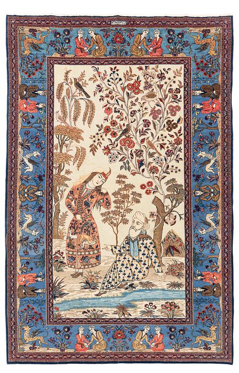 A signed Kashan 'Dabir' carpet, ca 206 x 136 cm.