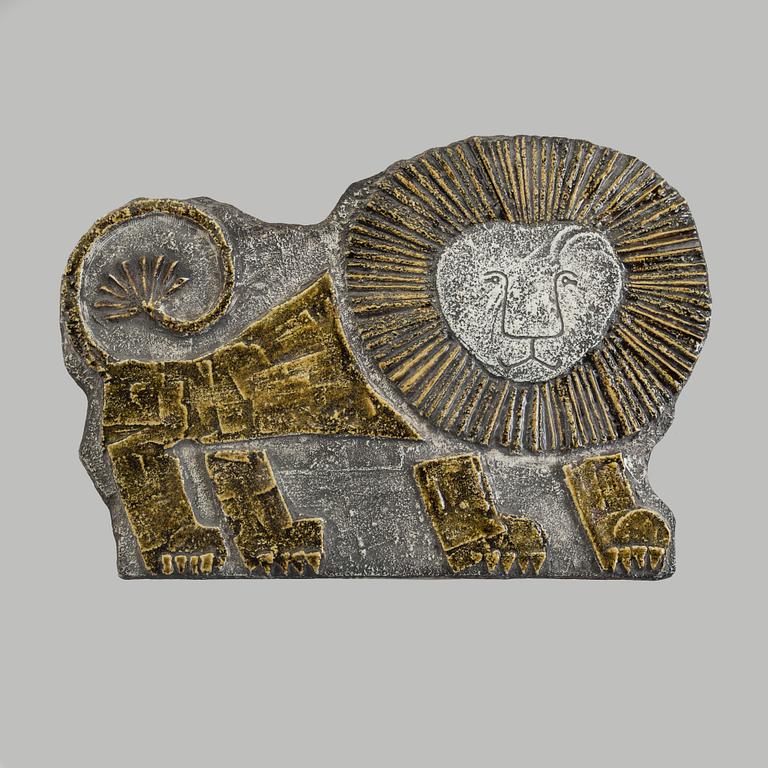 A Lisa Larson stoneware wall relief, signed and numbered 7/30.