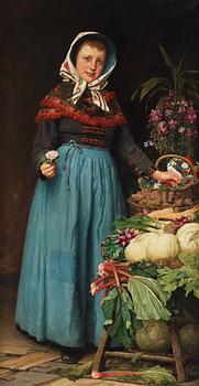 614. Wenzel Tornøe, Young girl selling vegetables.