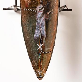 Bertil Vallien, a unique sand cast glass sculpture of a boat, Kosta Boda, Sweden, 1980s.