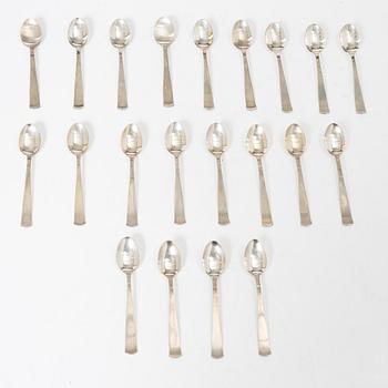 Jacob Ängman, coffee spoons, 21 pcs, "Rosenholm", silver, GAB, Stockholm 1960s.