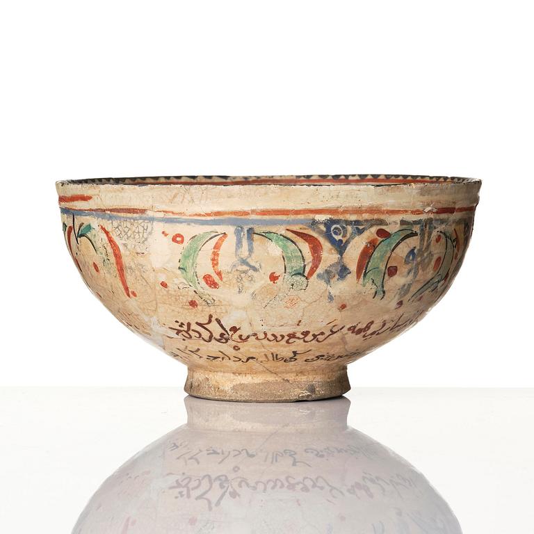 A 'Minai' pottery bowl, central Persia, around 1200 AD.