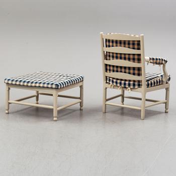 FÅTÖLJ med FOTPALL, "Medevi brunn" ur IKEAs 1700-talsserie, 1990-tal.