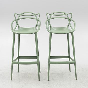 Philippe Starck and Eugeni Quitllet, bar stools, a pair, "Masters stool, Kartell, Italy.