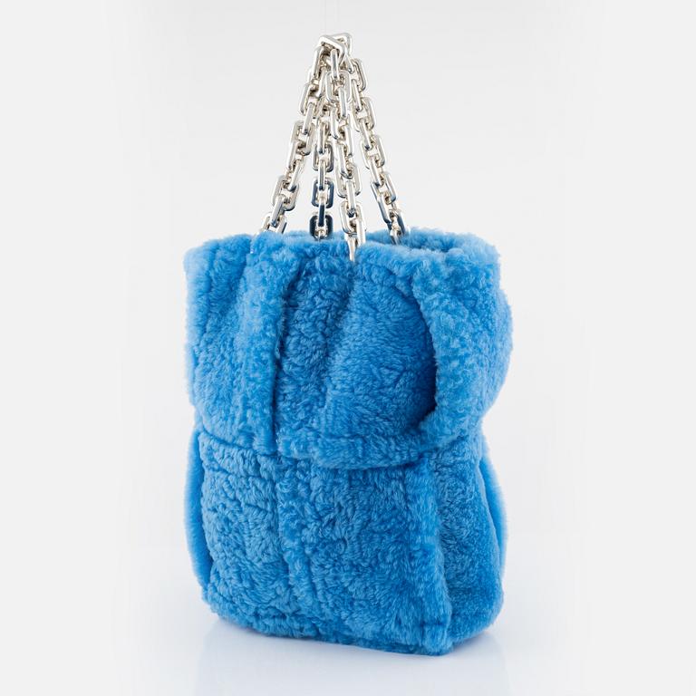Bottega Veneta, A blue shearling intrecciato 'The Chain Tote'.