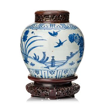 1018. A blue and white jar, Ming dynasty (1368-1664).