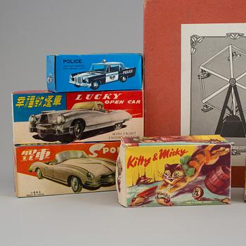 A lot of eight tinplate toys late 20th century.