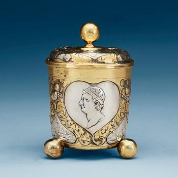 806. A german 18th century parcel-gilt, makers mark of Simon Wickert, Augsburg (1691-1708).
