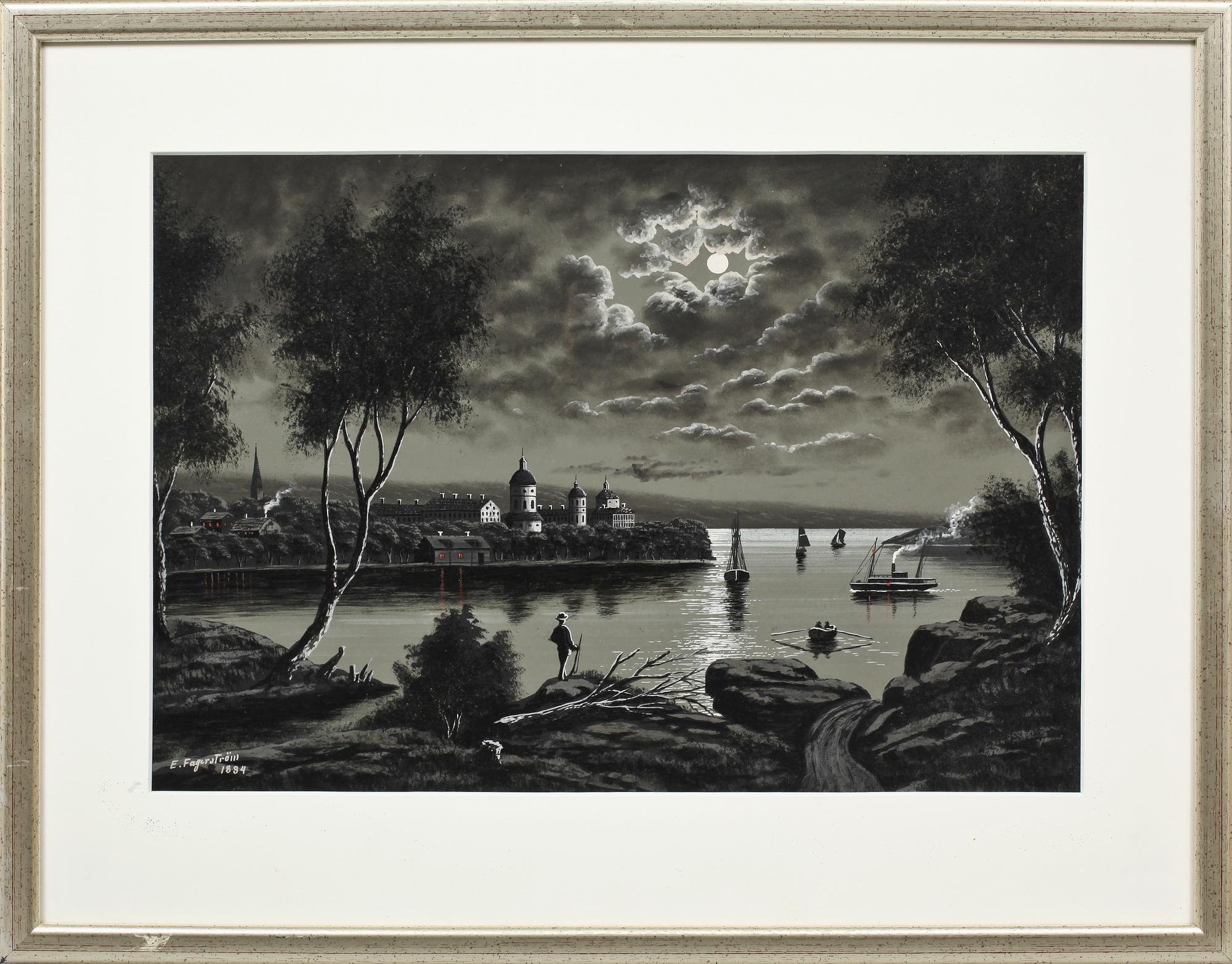 OKÄND KONSTNÄR, blandteknik, sign Fagerström och dat 1884.