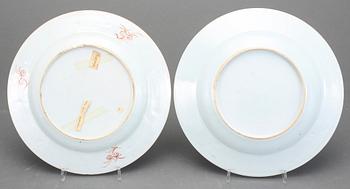 TALLRIKAR, 4 st, porslin, Qing dynastin, Qianlong (1736-95).