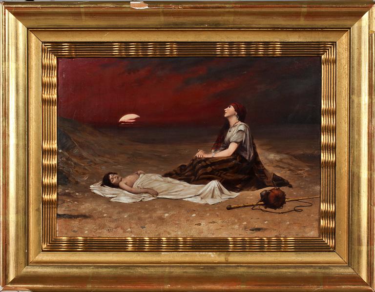 OKÄND KONSTNÄR, olja på pannå, signerad, sekelskiftet 1900.