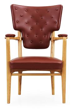 578. A Gunnar Asplund hickory wood and brown leather armchair, Gothenburg  ca 1935.