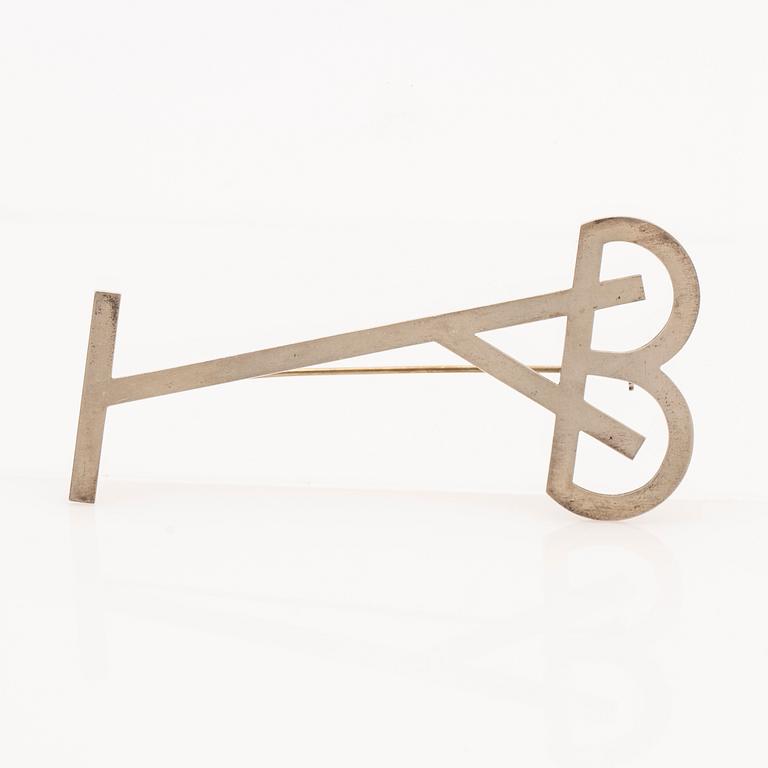 Wiwen Nilsson, monogram brooch, sterling silver, Lund, 1940.