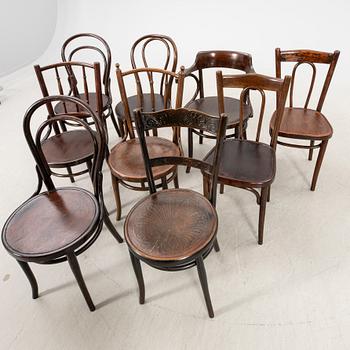 A set of nine different chairs early 1900s.